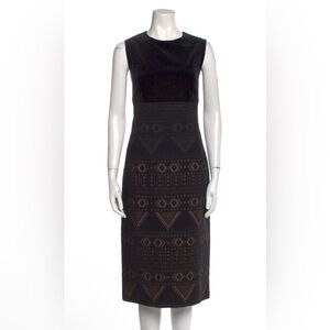 Max Mara Studio Black and Lace Pattern Sheath Dress - Size: S